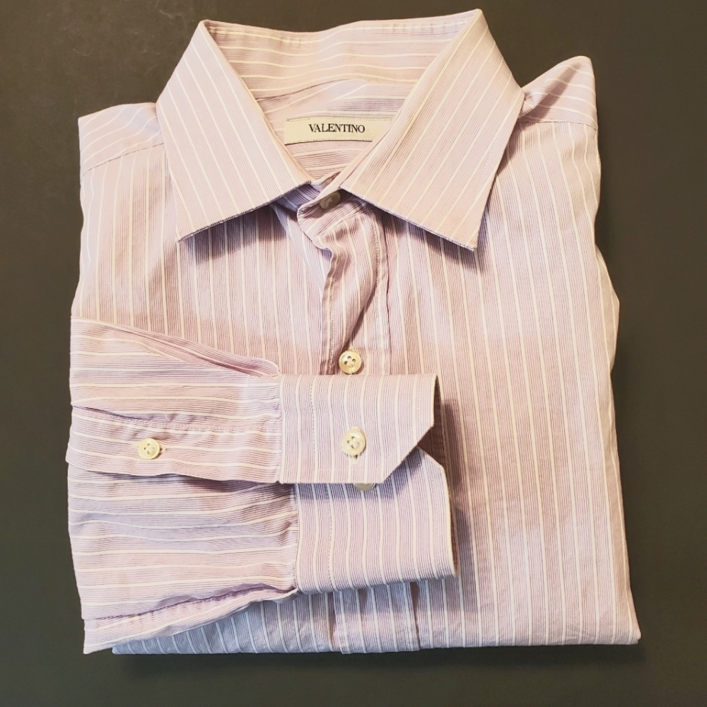 Valentino Lavender Stripe Dress Shirt